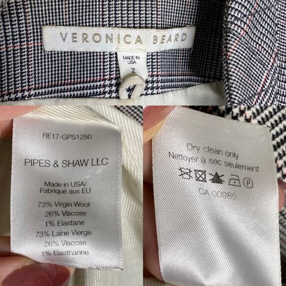 Veronica Beard Paloma Dickey Zip Plaid Blazer Jacket Wool Blend size 2 - Picture 6 of 9